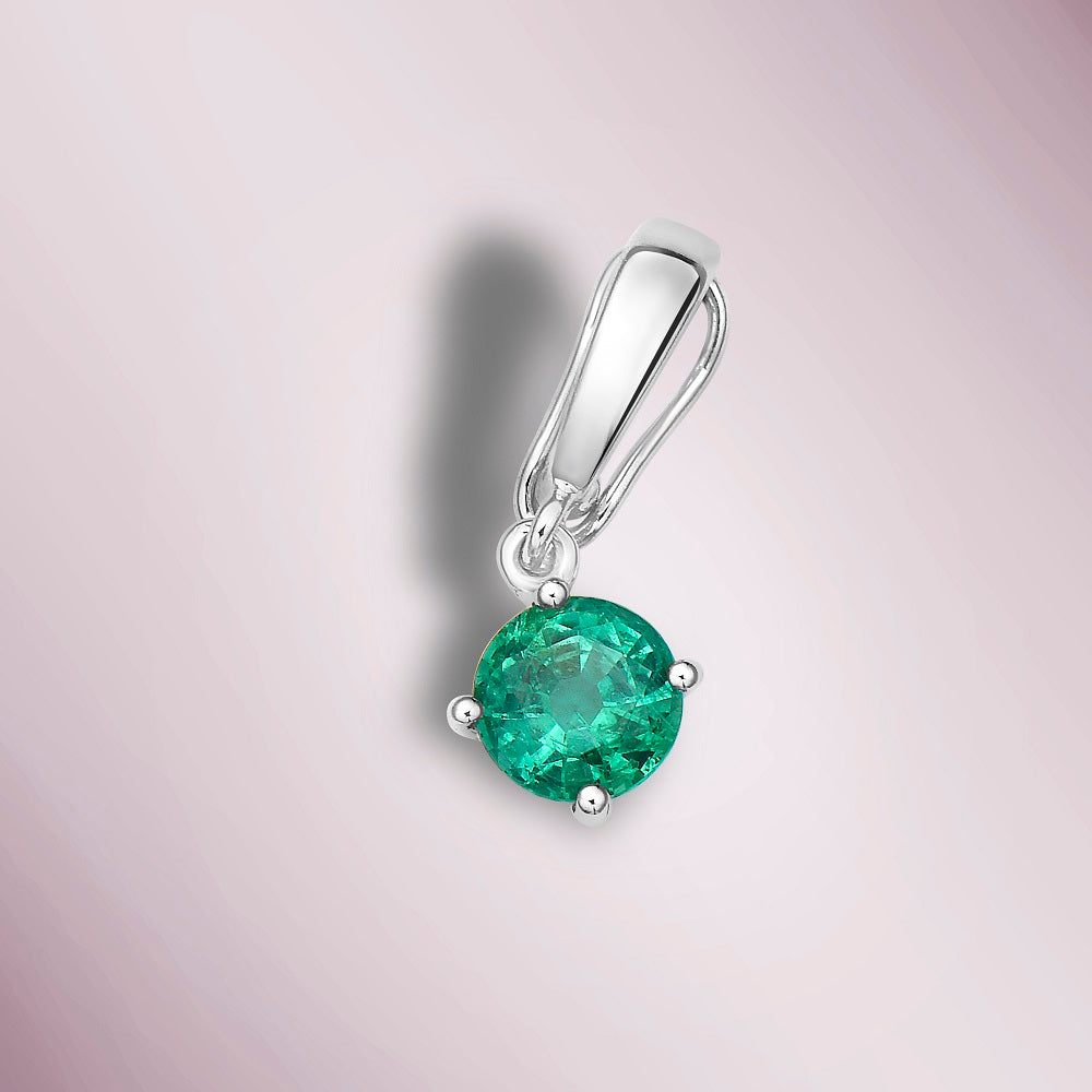 Emerald Solitaire Dangling Pendant (0.50 ct.) in 14K Gold Compatible for Tennis Necklaces