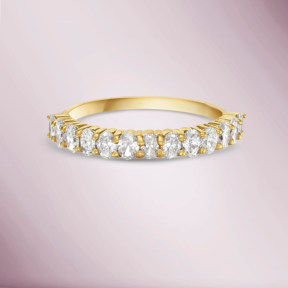HalfWay Oval Diamond Eternity Band Ring (0.85 ct.) in 14K Gold