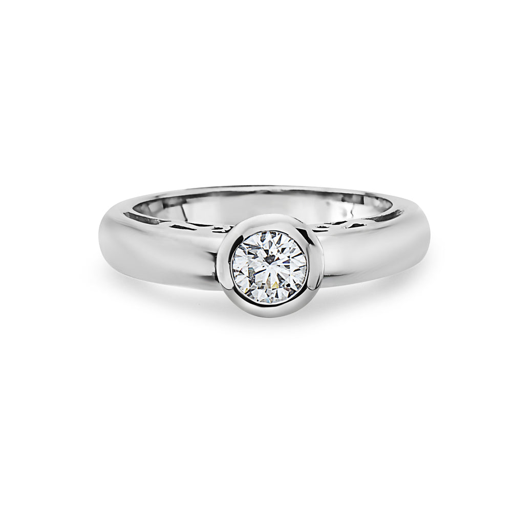 Ready to Ship Solitaire Diamond Ring (0.47 ct.) in 18K Gold, Made in Italy