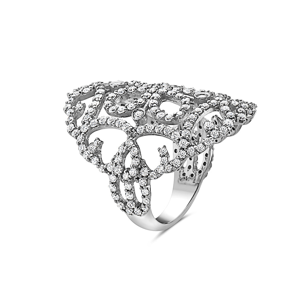 Ready to Ship one of a kind 18k Made in Italy 2.28 ct. estate heart secret flower white natural diamonds ring