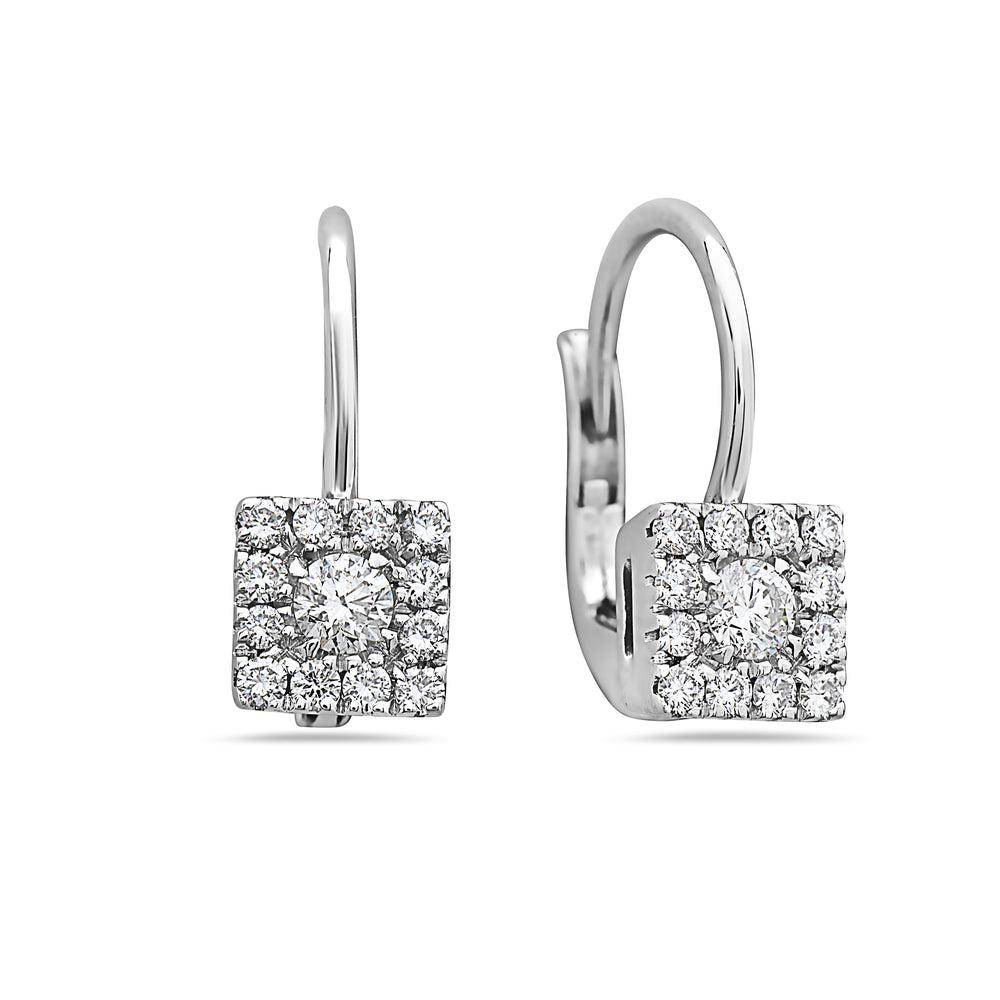 Ready to Ship Square Diamond Cluster Illusion Earrings (0.46 ct.) in 18K Gold, Made in Italy