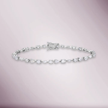 Multi Shape Diamond Tennis Bracelet (3.80 ct.) 18K Gold