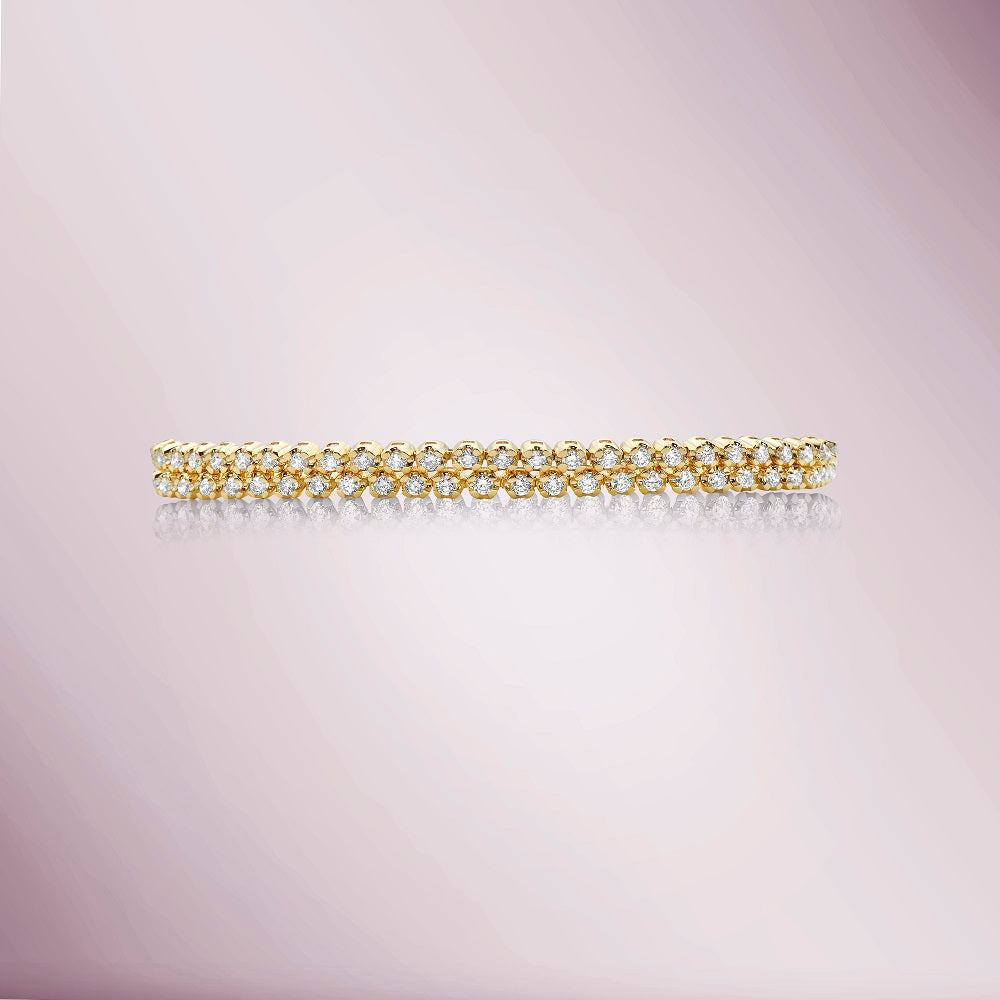 Multiway Diamond Tennis Choker Necklace / Double Wrap Bracelet, (2.53 ct.) Buttercup Setting in 14K Gold