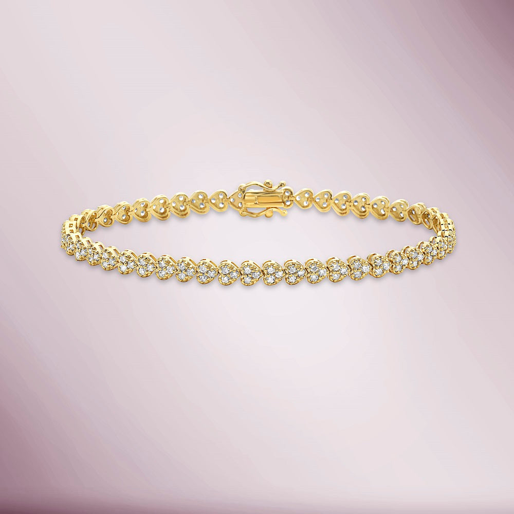 Diamond Heart Shape Tennis Bracelet (2.55 ct.) in 14K Gold