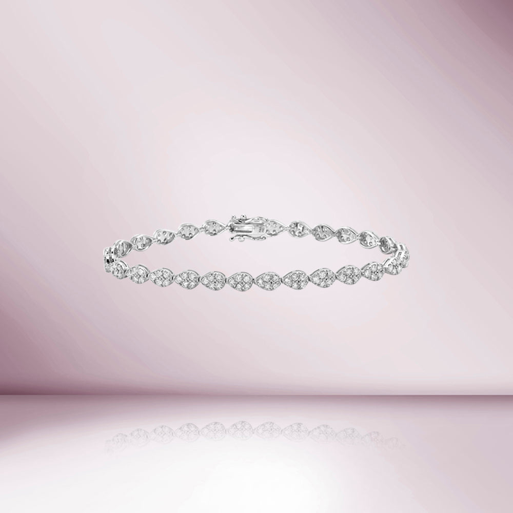 Diamond Oval Shape Tennis Bracelet (2.75 ct.) 2 mm 4-Prongs Setting in 14K Gold