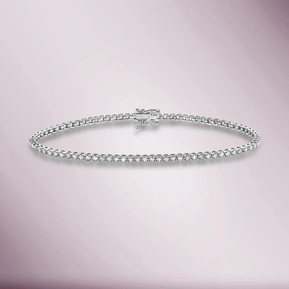 Diamond Tennis Bracelet (3.00 ct.) 3.60 mm Buttercup Setting in 14K Gold