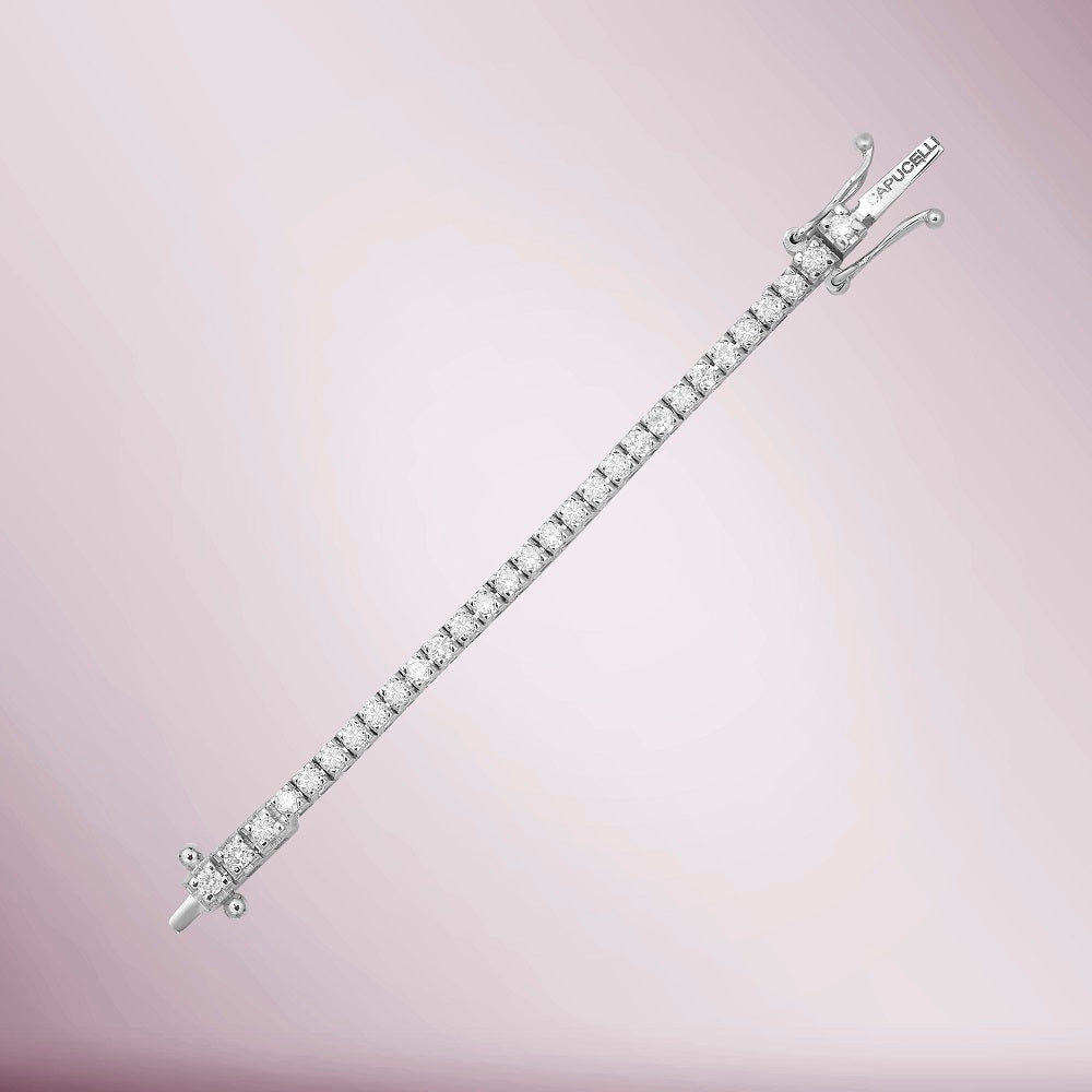 Diamond Tennis Necklace (3.30 ct.) 1.6 mm 4-Prongs Setting in 18K Gold + Chain Extender, Made in Italy