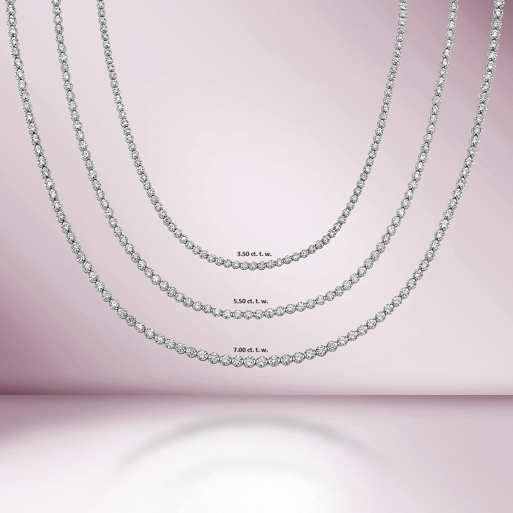 Diamond Tennis Necklace (5.50 ct.) 2 mm Buttercup Setting in 14K Gold