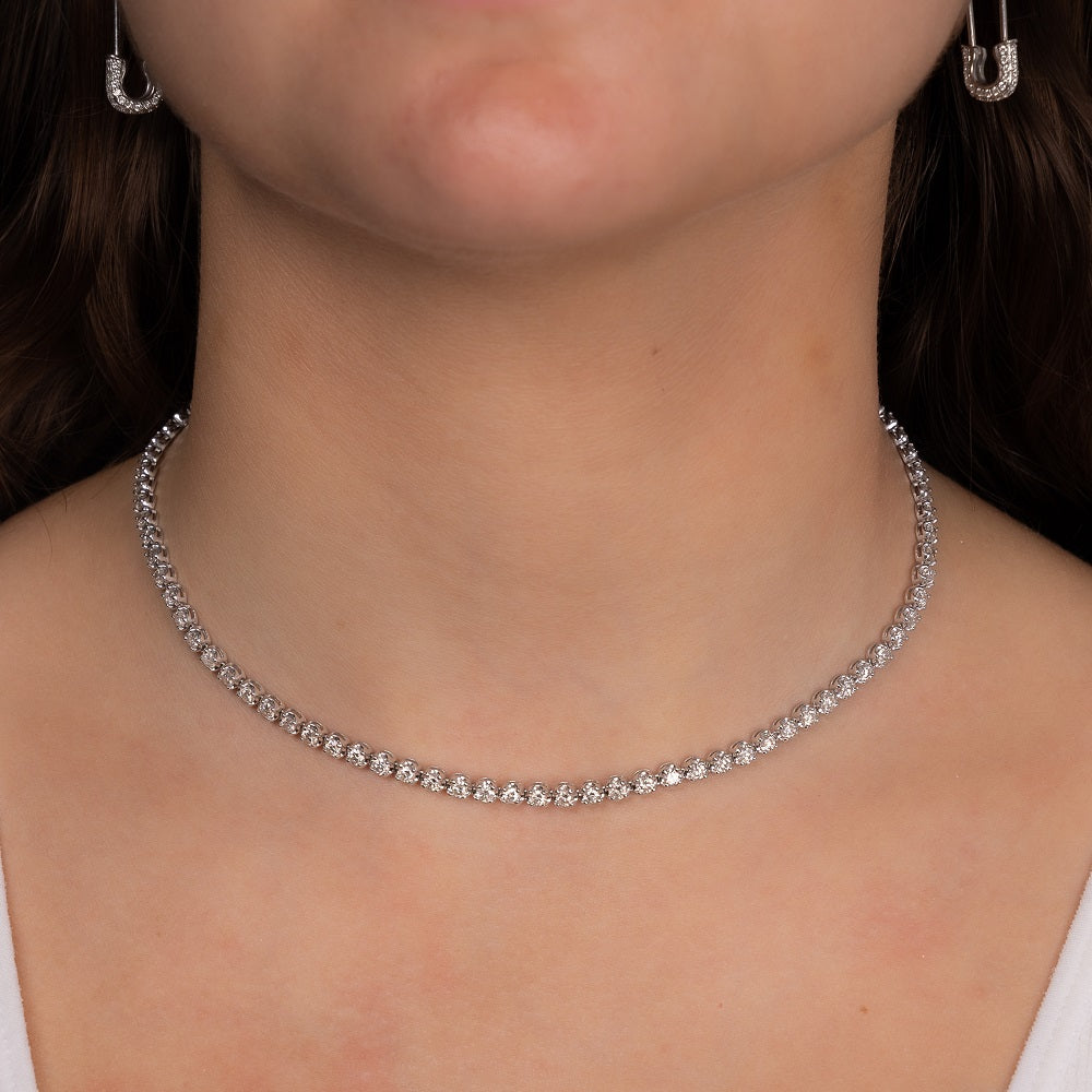 Diamond Tennis Necklace (7.00 ct.) 2.2 mm Buttercup Setting in 14K Gold