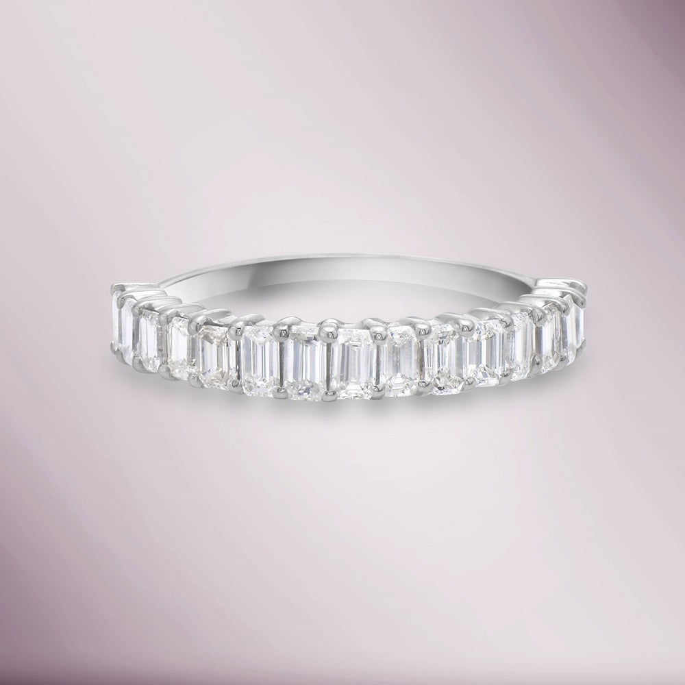 Emerald Cut Diamond Halfway Ring Band (1.20 ct.) in 18K Gold