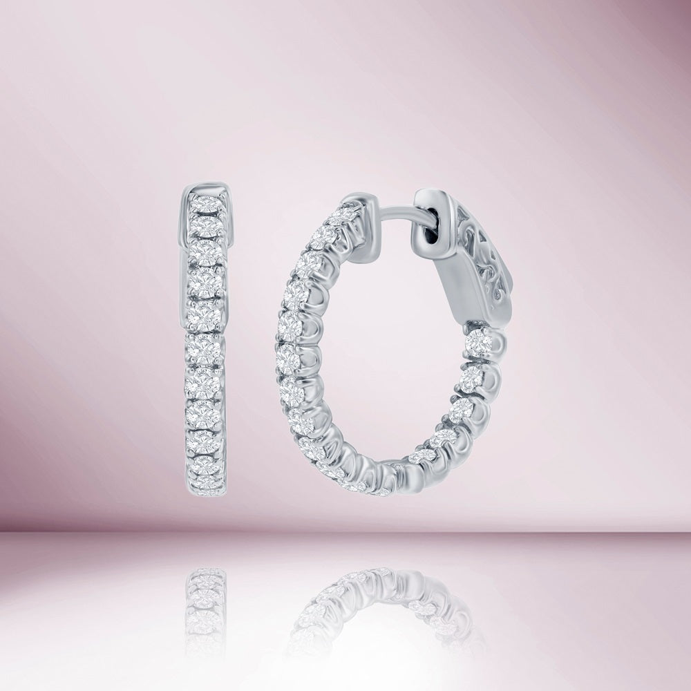 Diamond Inside-Out Hoop Earrings (1.50 ct.) in 14K Gold