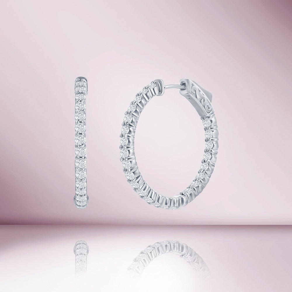 Diamond Inside-Out Hoop Earrings (1.50 ct.) in 14K Gold