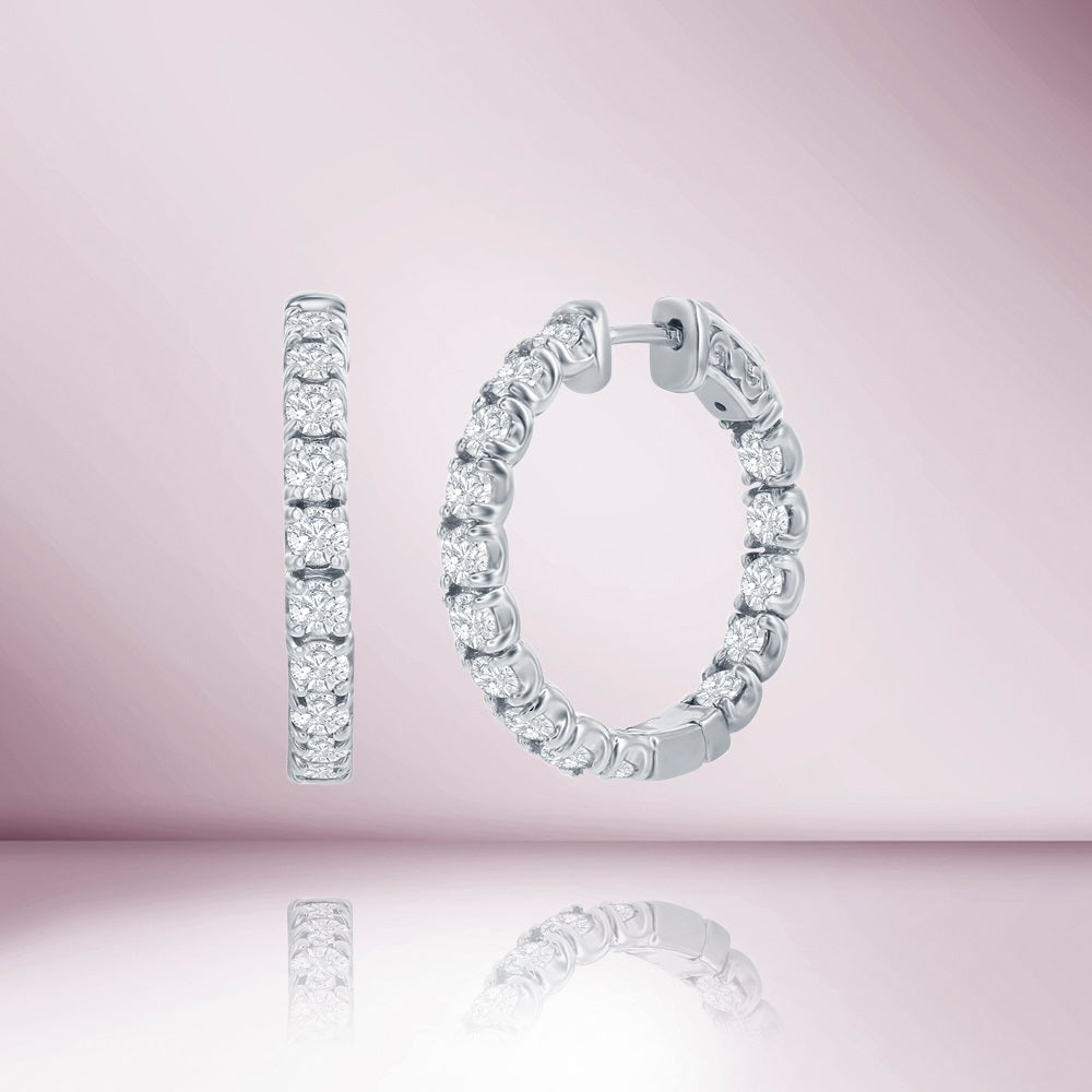 Diamond Inside-Out Hoop Earrings (3.00 ct.) in 14K Gold