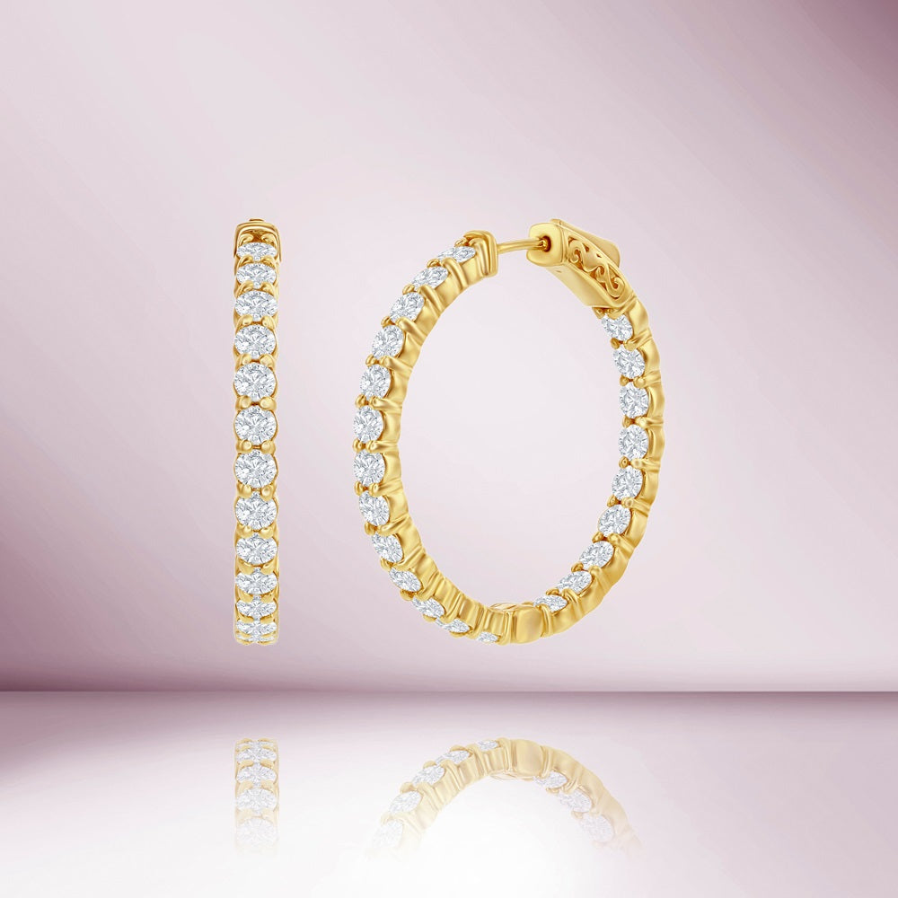 Diamond Inside-Out Hoop Earrings (4.00 ct.) in 14K Gold