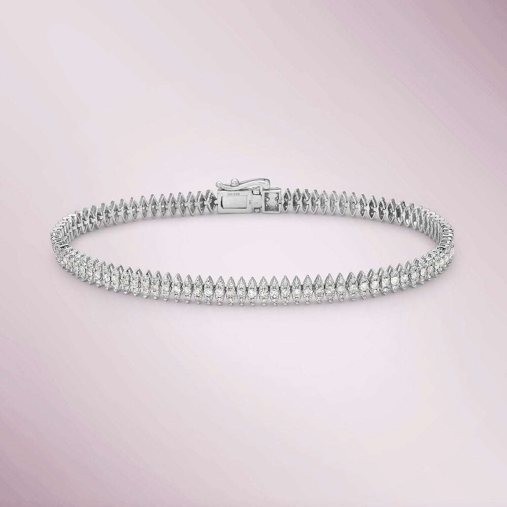 Round Diamonds Marquise Shape Tennis Bracelet (2.25 ct.) in 14K Gold