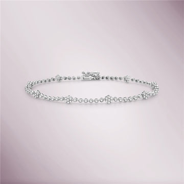 Diamond Flower Shape Tennis Bracelet (1.10 ct.) Buttercup Setting in 14K Gold