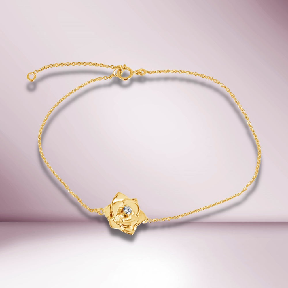 Ready to Ship Flower Diamond Bracelet (0.07 ct.) in 18K Gold