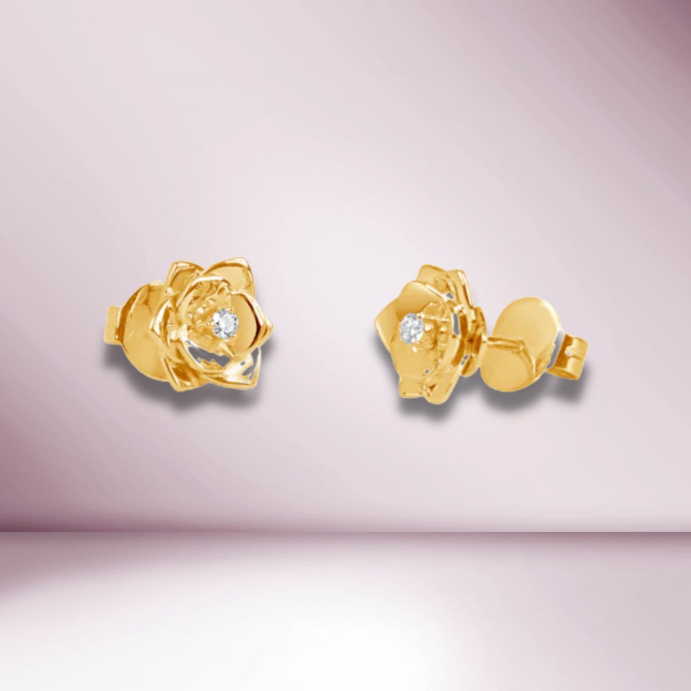Ready to Ship Flower Diamond Earrings (0.07 ct.) 18K Gold