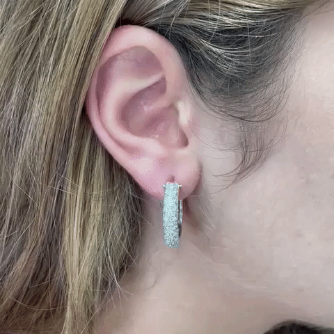 Ready to Ship Diamond Pavé Hoop Earrings (2.90 ct.) 1.5" in 18K Gold, Made in Italy