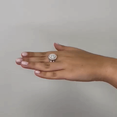 Ready to Ship Diamond Cluster Illusion Ring (2.23 ct.) in 18K Gold, Made in Italy