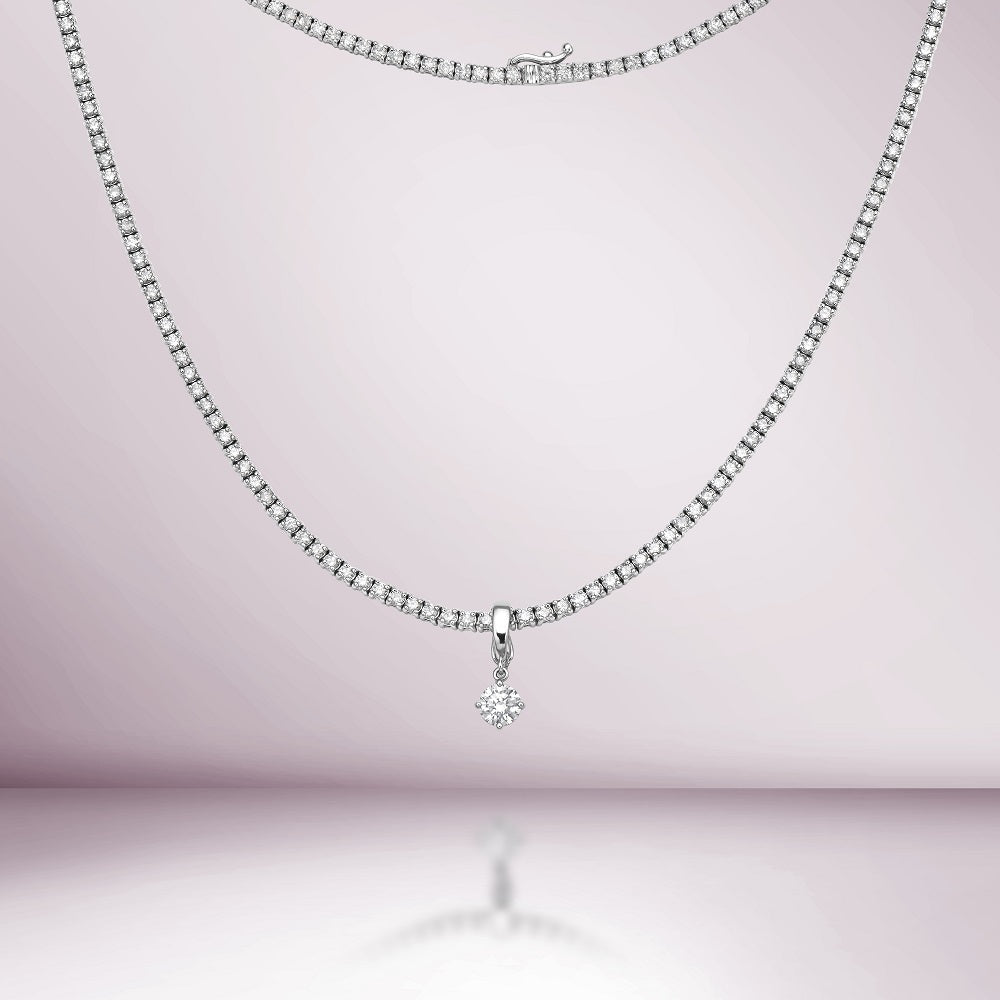 Solitaire Dangling Pendant (0.50 ct.) in 14K Gold Compatible for Tennis Necklaces