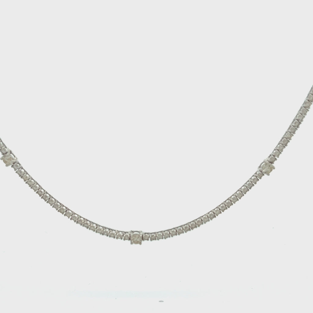Alternate Diamond Tennis Necklace (5.50 ct.) 2 points and 18 points 4-Prongs Setting in 14K Gold