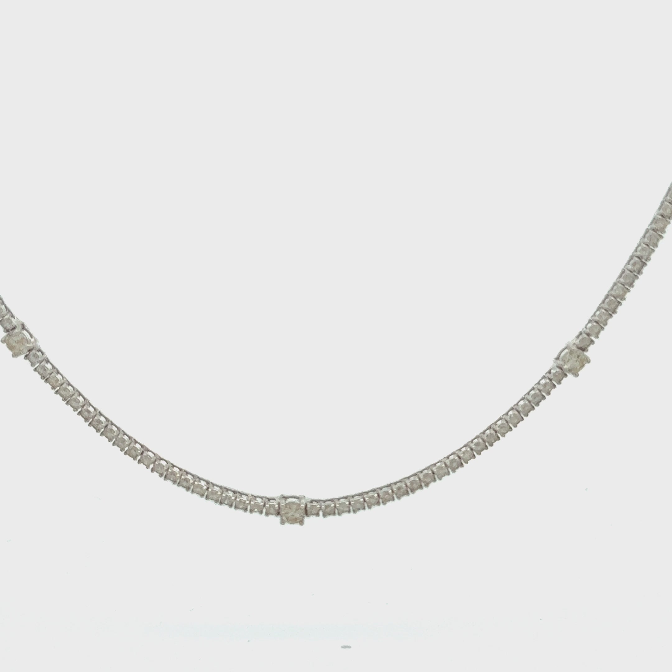 Alternate Diamond Tennis Necklace (5.50 ct.) 2 points and 18 points 4-Prongs Setting in 14K Gold
