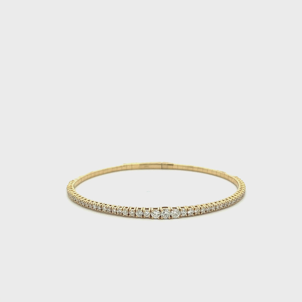 Halfway Graduated Diamond Thin Flexible Bangle Bracelet Cuff (1.35 ct.) in 14K Gold