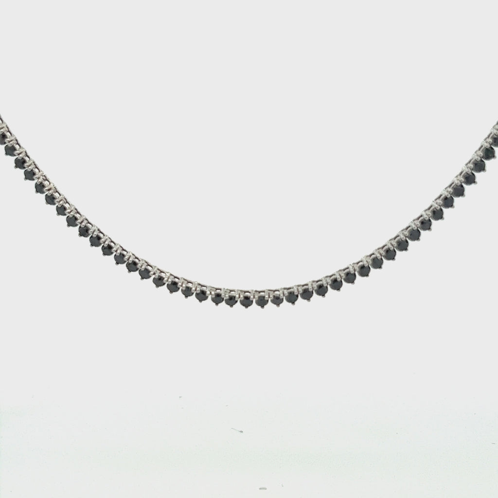 Black Diamond Tennis Necklace (13.50 ct.) 2.70 mm 3-Prongs Setting in 14K Gold