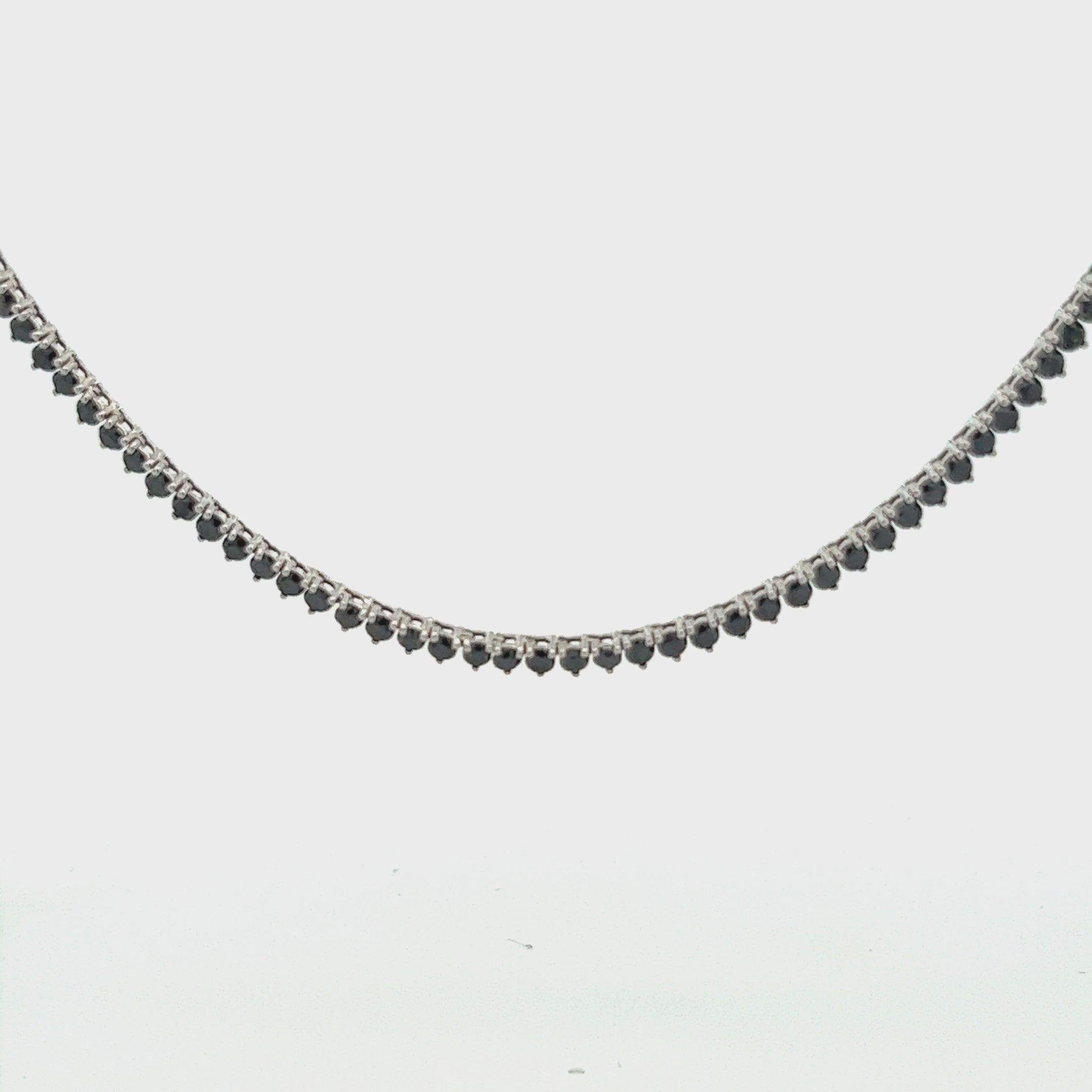 Black Diamond Tennis Necklace (13.50 ct.) 2.70 mm 3-Prongs Setting in 14K Gold