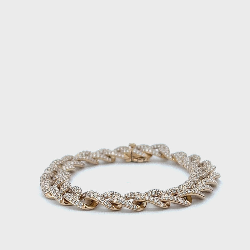 Diamond Link Bracelet (7.36 ct.)   Pave' Setting in 14K Gold
