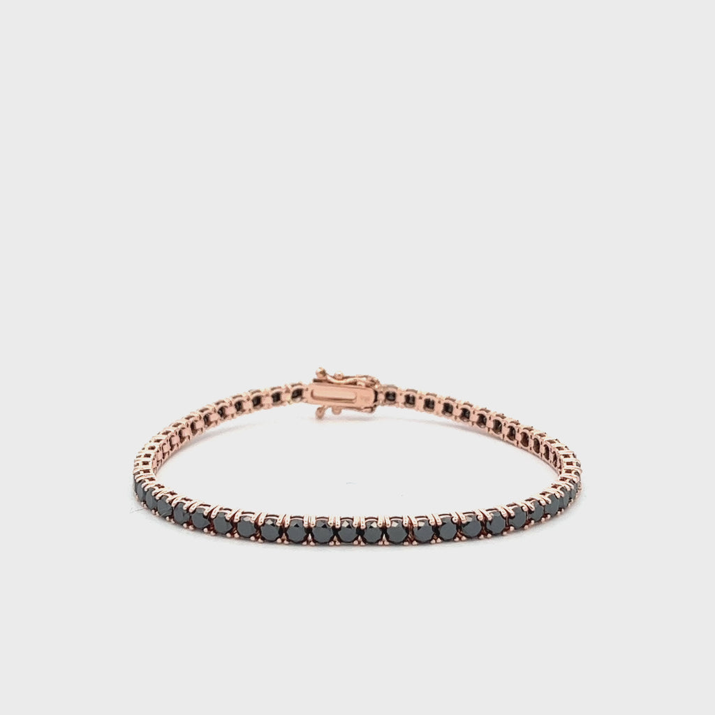 Black Diamond Tennis Bracelet (6.00 ct.) 3 mm 4-Prongs Setting 14K Gold