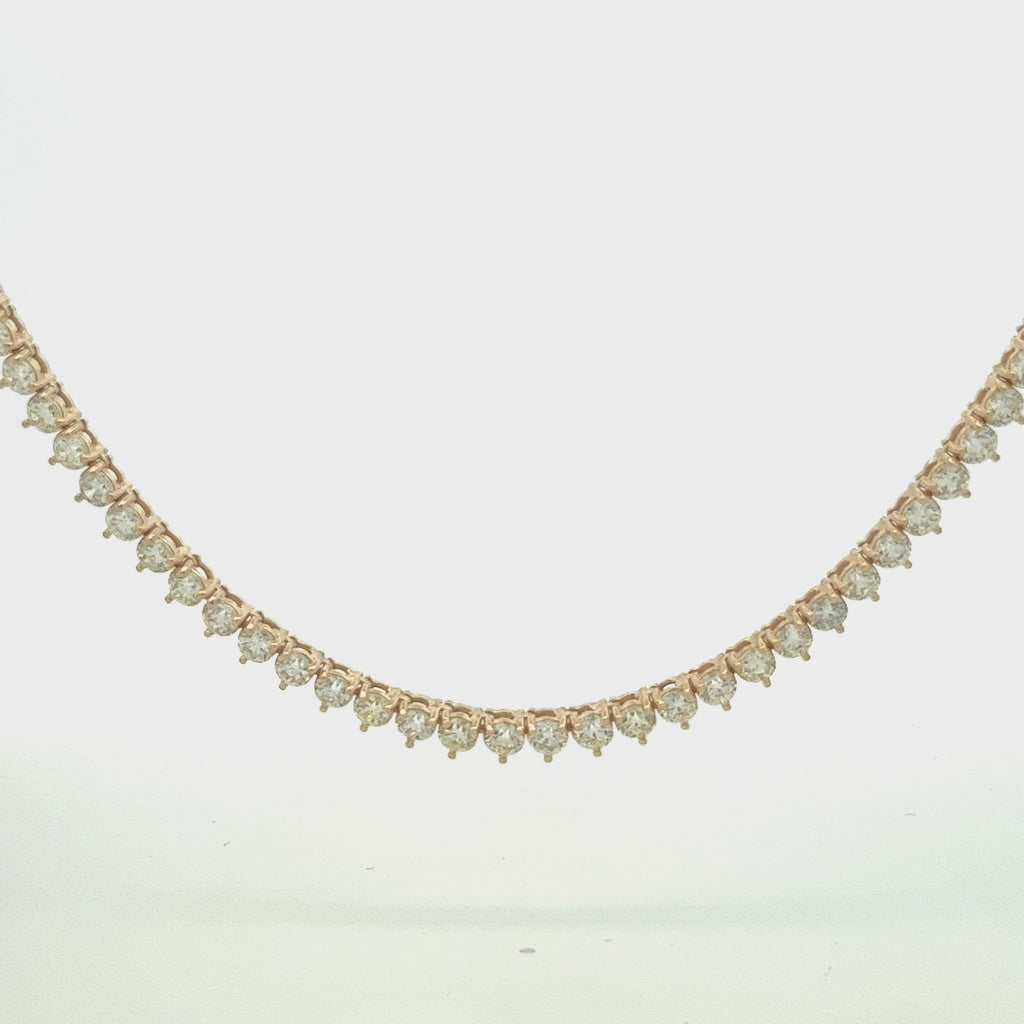 Diamond Tennis Necklace (20.00 ct.) 4.00 mm 3-Prongs Setting in 14K Gold