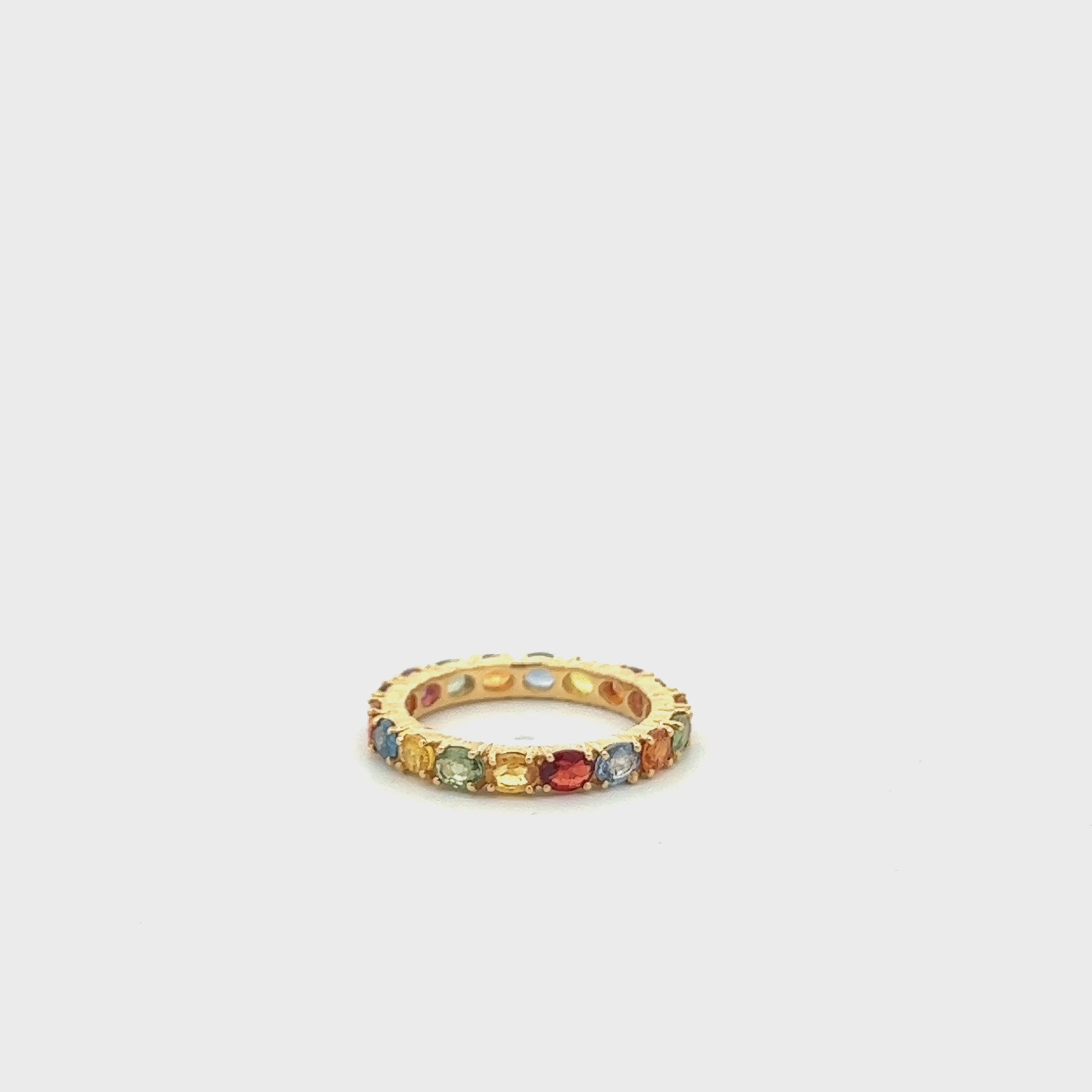 Oval Cut Multicolored Sapphire Eternity Band Ring (2.20 ct.) in 14K Gold