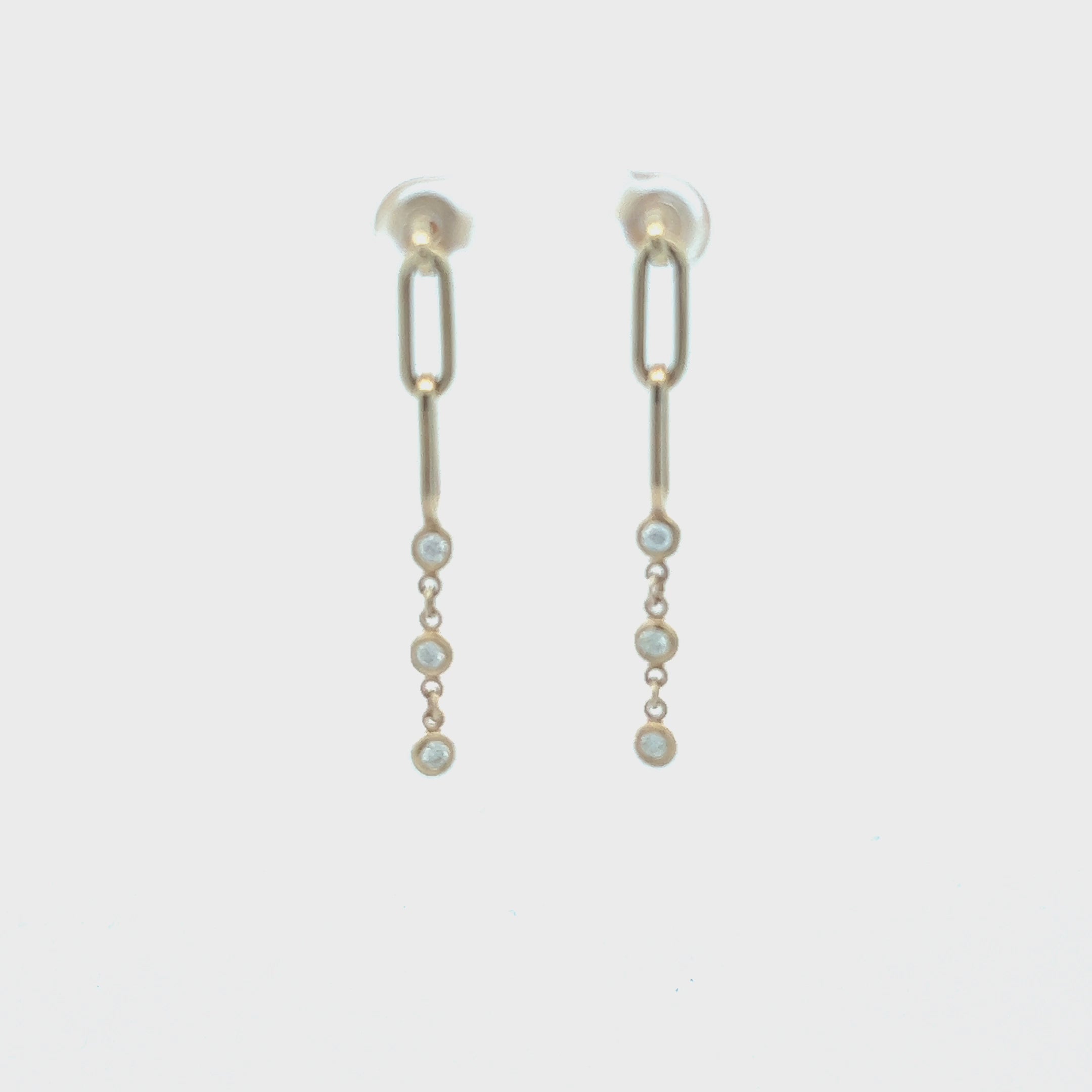 Paper Clip Diamond By The Yard Dangle Earrings (0.30 ct.) in 14K Gold
