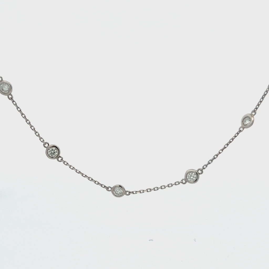 16 Stone Diamond By The Yard Necklace, Bezel Set Diamond Station Necklace (2.00 ct.) in 14K Gold