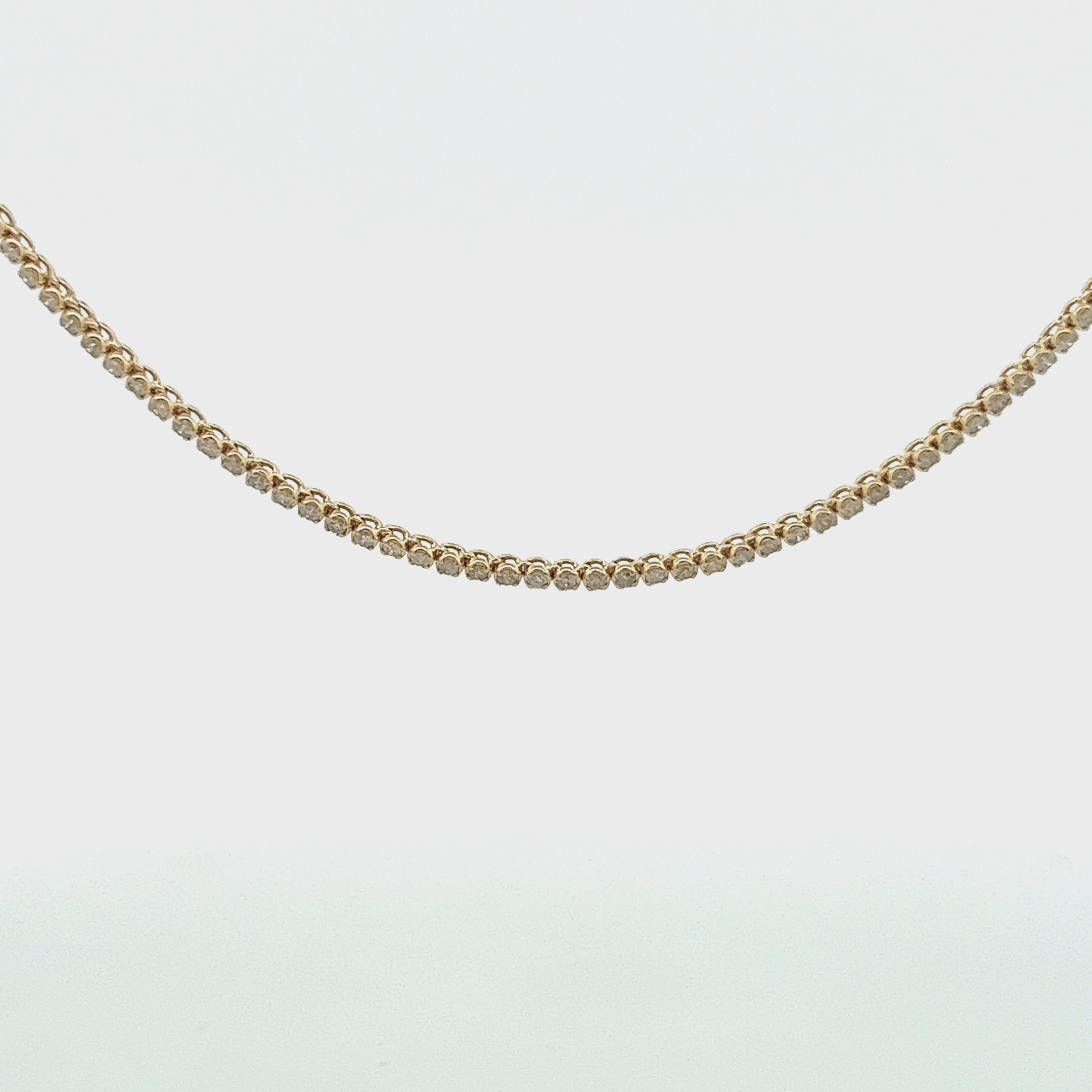 Diamond Tennis Necklace ( 2.55 ct.) 1.3 mm Buttercup Setting in 14K Gold