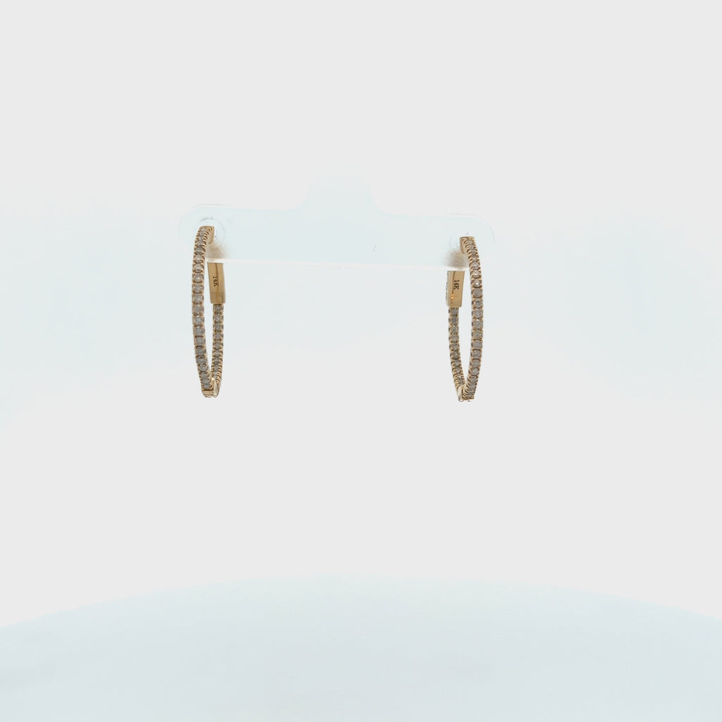 Diamond Inside-Out 0.75'' Hoop Earrings (0.55 ct.) 1.3 mm in 14K Gold