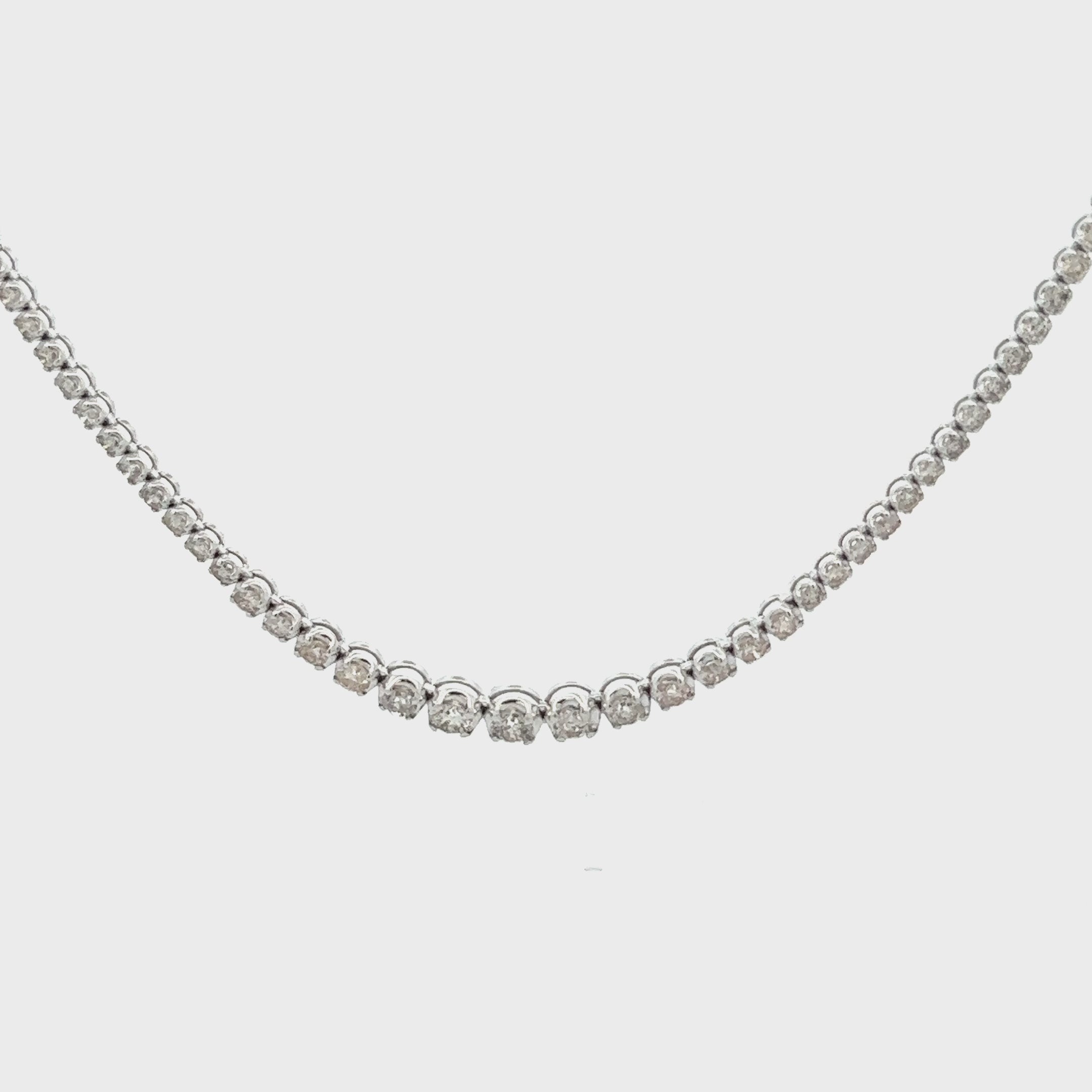 Riviera Diamond Tennis Necklace (4.00 ct.) 2.60 mm to 4.60 mm Buttercup Setting in 14K Gold