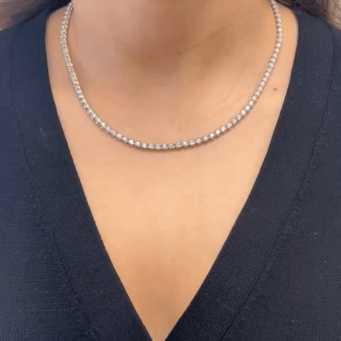 Diamond Tennis Necklace (7.00 ct.) 2.2 mm Buttercup Setting in 14K Gold