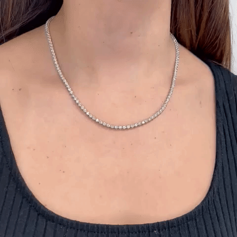 Diamond Tennis Necklace (5.50 ct.) 2 mm Buttercup Setting in 14K Gold