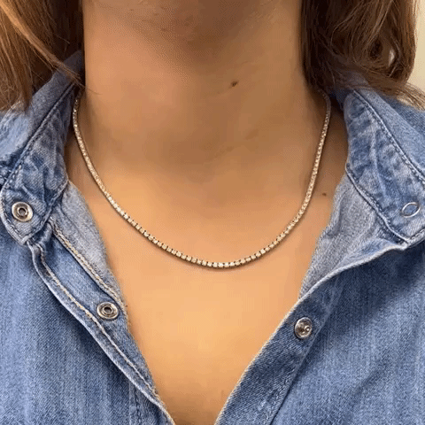 Diamond Tennis Necklace (7.50 ct.) 2.2 mm 4-Prongs Setting in 14K Gold
