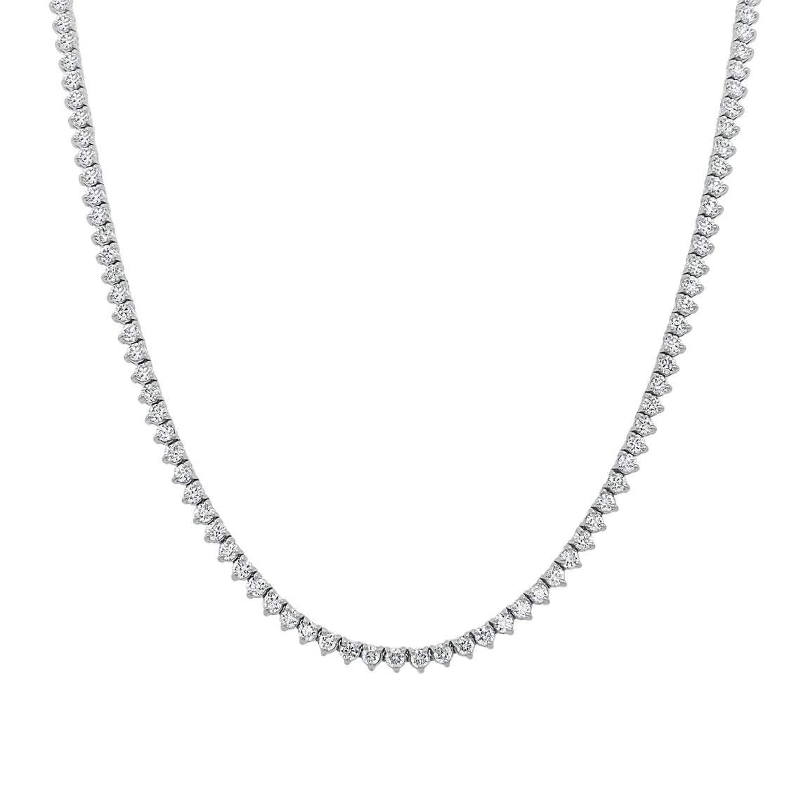 Diamonds Tennis Necklace (20.00 ct.) 4.00 mm 3-Prongs Setting in 14K Gold