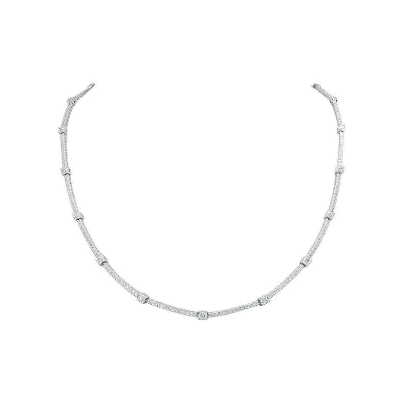 Ready to Ship Alternate Tennis Necklace (5.50 ct. t.w.) in solid 14k Gold, 2 points and 18 points Diamond Tennis Necklace