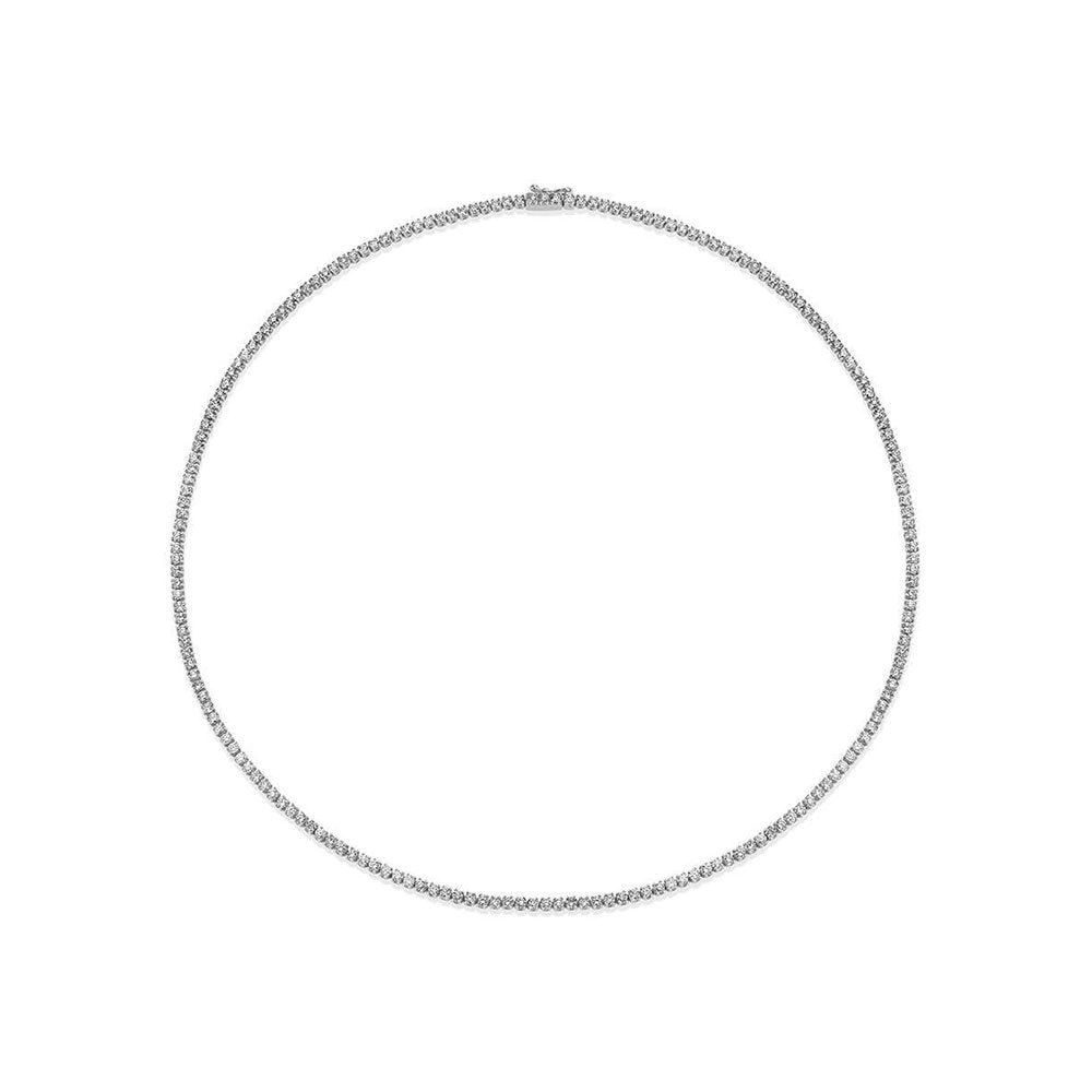 Diamond Tennis Necklace (15.00 ct.) 3.2 mm 4-Prongs Setting in 14K Gold