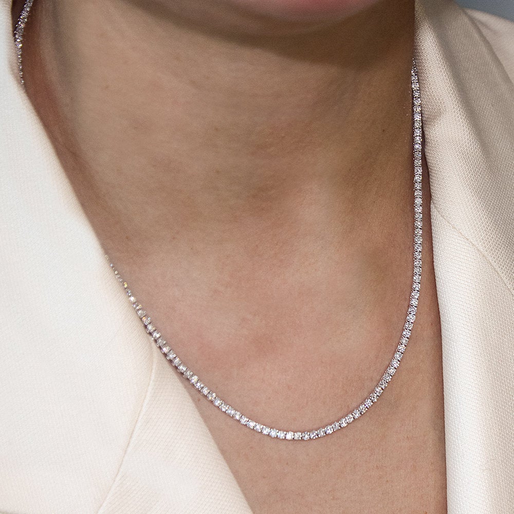 Diamond Tennis Necklace (7.50 ct.) 2.2 mm 4-Prongs Setting in 14K Gold