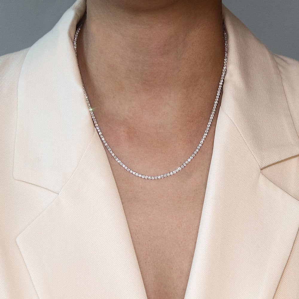 Diamond Tennis Necklace (7.50 ct.) 2.2 mm 4-Prongs Setting in 14K Gold